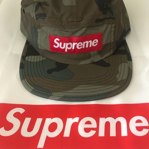 supreme reflective camo camp cap